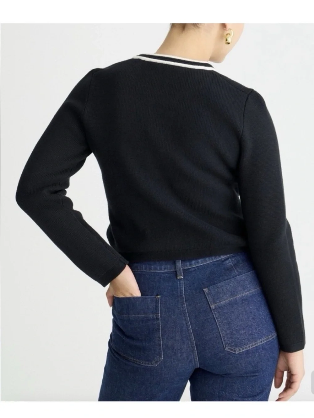J Crew Emilie Sweater Lady Jacket Black L